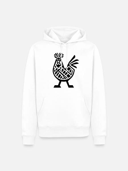 A Silhouette Patterned Chicken - Men’s Premium Organic Hoodie - white