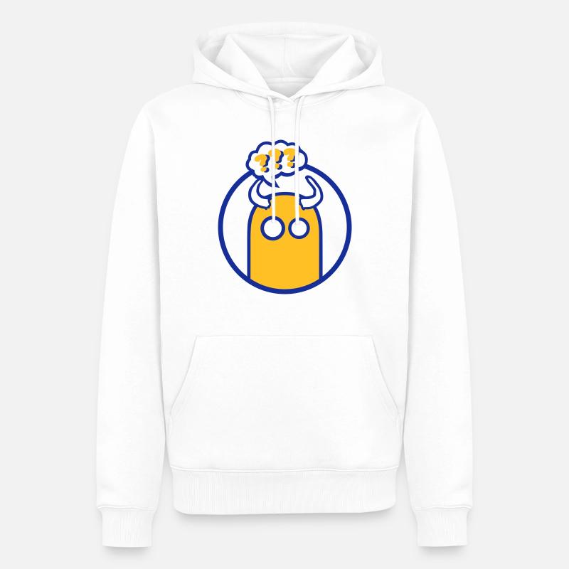 Niedliche Comic Figur (Fragezeichen, Kreis) - Männer Premium Bio Hoodie - Weiß