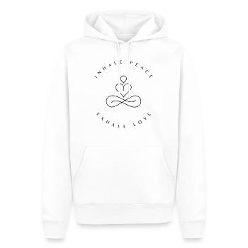 Inspirez la paix, expirez l’amour - Sweat à capuche Premium bio Homme - blanc - Devant - Nico (187cm)