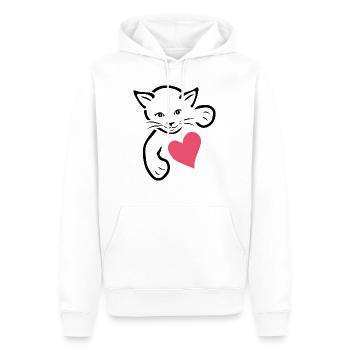 Chaton mignon avec du coeur - Sweat à capuche Premium bio Homme - blanc - Devant - Nico (187cm)