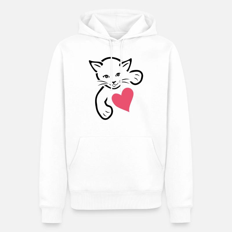 Chaton mignon avec du coeur - Sweat à capuche Premium bio Homme - blanc