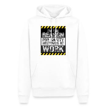 C’est drôle que je sois la raison des réunions de sécurité au travail - Sweat à capuche Premium bio Homme - blanc - Devant - Nico (187cm)