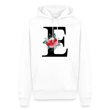 Roter Blumenbuchstabe E - Männer Premium Bio Hoodie - Weiß - Vorne - Nico (187cm)