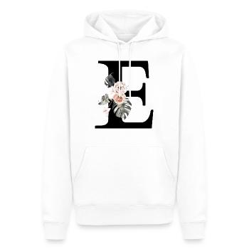 Lettre e floral tropical - Sweat à capuche Premium bio Homme - blanc - Devant - Nico (187cm)