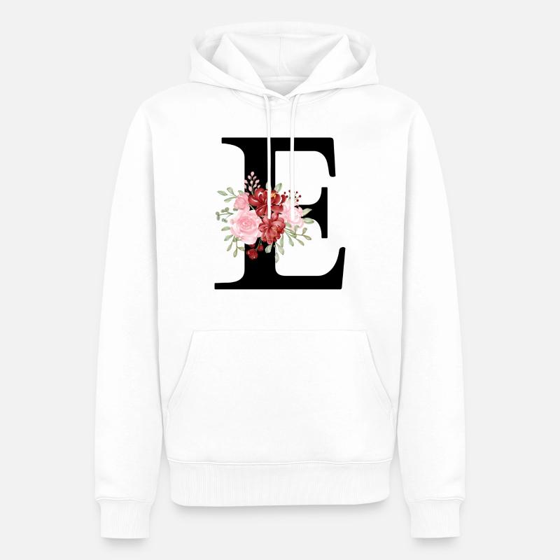 Roter Blumenbuchstabe E - Männer Premium Bio Hoodie - Weiß