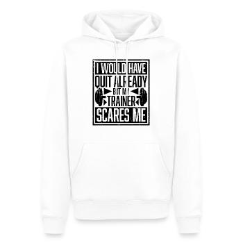 Ich hätte schon gekündigt, aber mein Trainer macht mir Angst - Männer Premium Bio Hoodie - Weiß - Vorne - Nico (187cm)