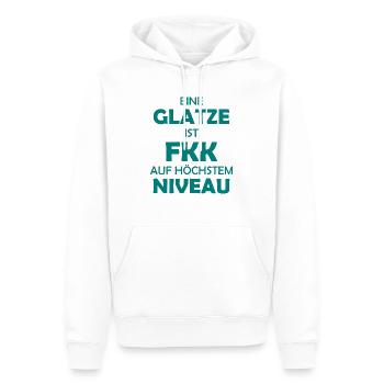 FKK - Eine Glatze ist ... auf höchstem Niveau - Männer Premium Bio Hoodie - Weiß - Vorne - Nico (187cm)