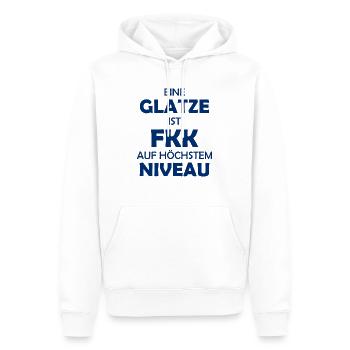 FKK - Eine Glatze ist ... auf höchstem Niveau - Männer Premium Bio Hoodie - Weiß - Vorne - Nico (187cm)