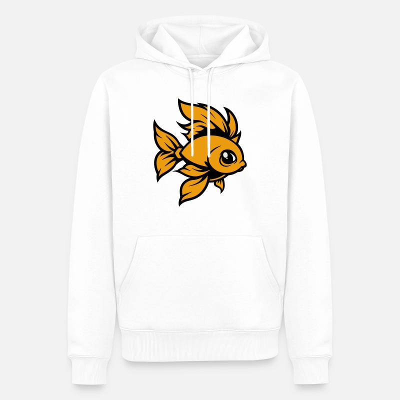 Poisson rouge Poisson Bande Dessinée - Sweat à capuche Premium bio Homme - blanc