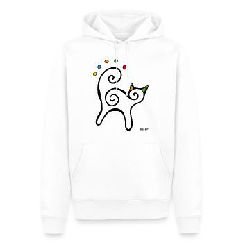 Chat noir stylisé points colorés - Sweat à capuche Premium bio Homme - blanc - Devant - Nico (187cm)