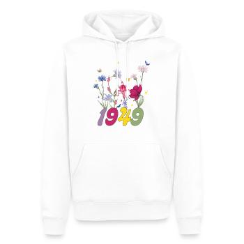 Année de naissance 1949 fleurs sauvages - Sweat à capuche Premium bio Homme - blanc - Devant - Nico (187cm)