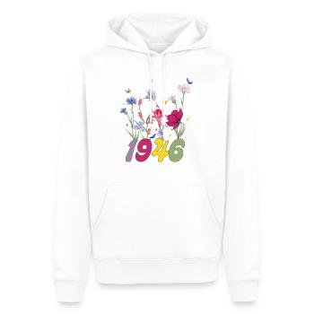 Year of Birth 1946 Wildflowers - Men’s Premium Organic Hoodie - white - Front - Nico (187cm)