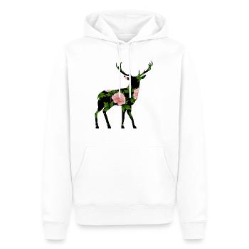 Hirsch - Männer Premium Bio Hoodie - Weiß - Vorne - Nico (187cm)