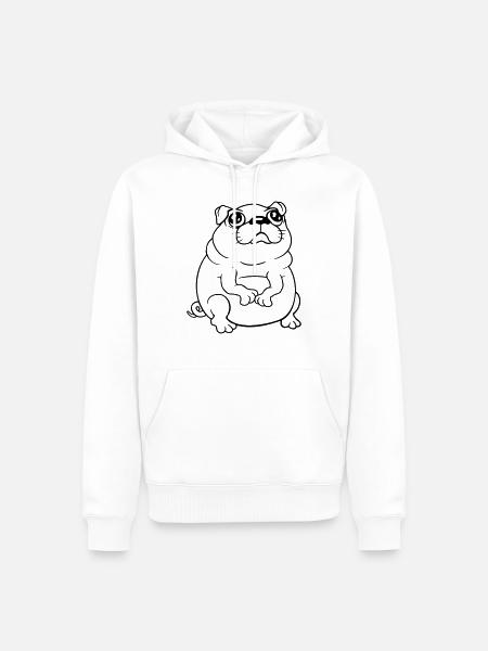 Pug dog sits small begging dick looks sad - Men’s Premium Organic Hoodie - white