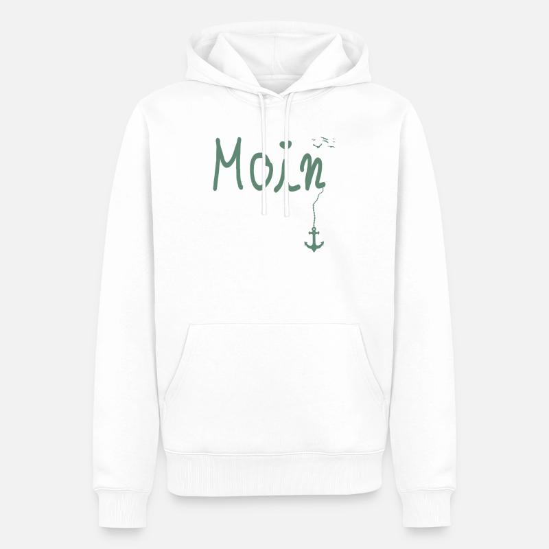 Moin Bienvenue Moin avec Seagull - Sweat à capuche Premium bio Homme - blanc