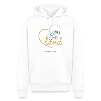 You Are Loved T-Shirt – Römer 8,38–39 - Männer Premium Bio Hoodie - Weiß - Vorne - Nico (187cm)