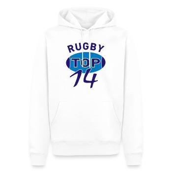 RUGBY TOP 14 - Sweat à capuche Premium bio Homme - blanc - Devant - Nico (187cm)