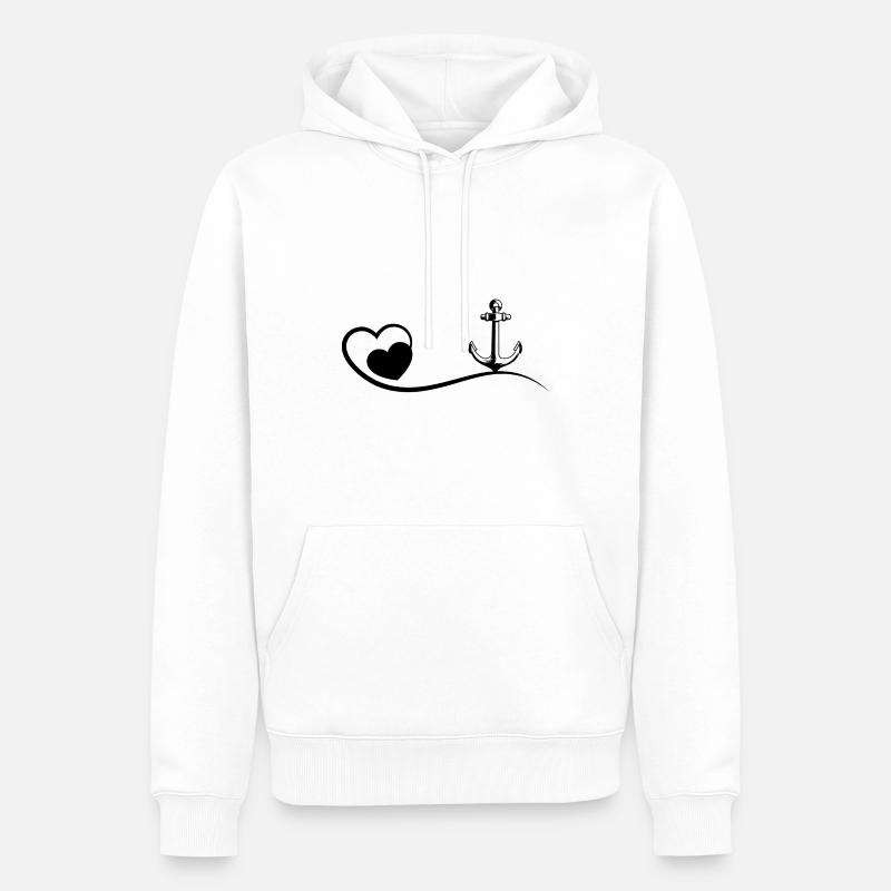 Herz und Segelboot - (2) - Männer Premium Bio Hoodie - Weiß