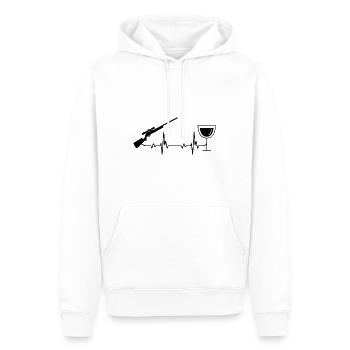 Vin heartbeat et chasse - - Sweat à capuche Premium bio Homme - blanc - Devant - Nico (187cm)
