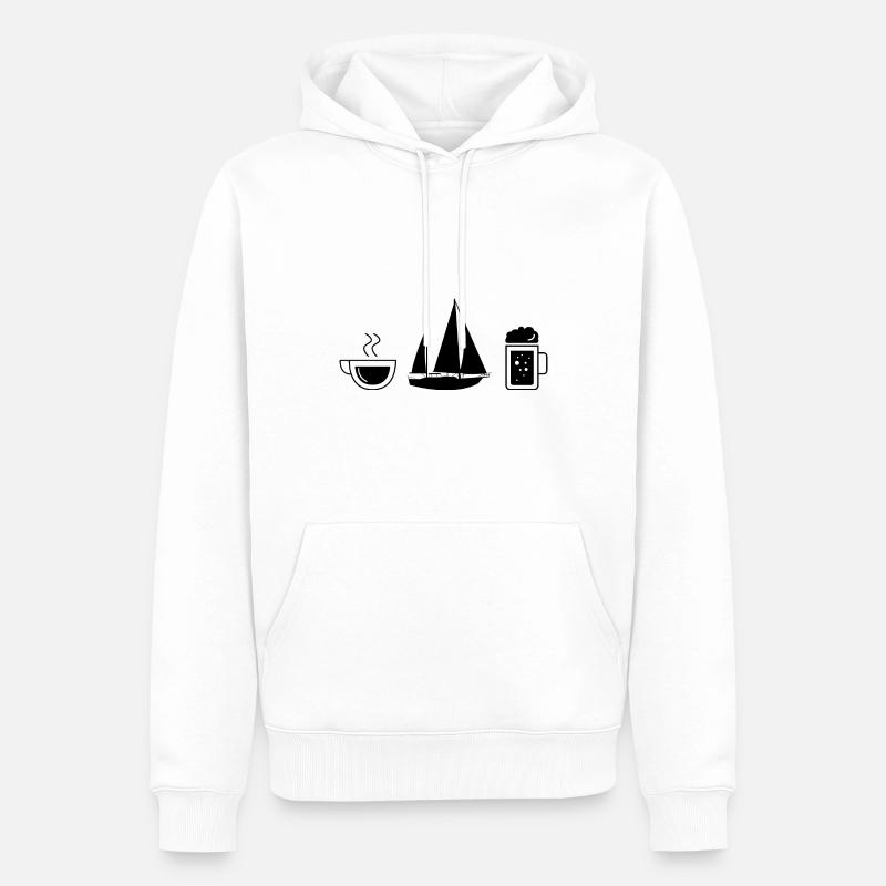 Kaffeebier und Segelboot - - Männer Premium Bio Hoodie - Weiß