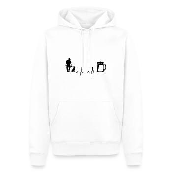 Heartbeat Bier und Hund - (4) - Männer Premium Bio Hoodie - Weiß - Vorne - Nico (187cm)