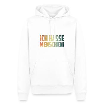 Ich hasse Menschen - Männer Premium Bio Hoodie - Weiß - Vorne - Nico (187cm)