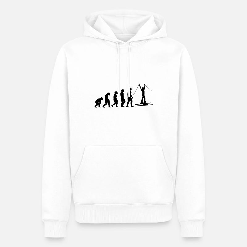 Évolution et ski - - Sweat à capuche Premium bio Homme - blanc