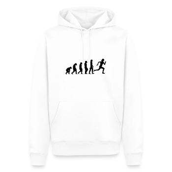 Evolution und Laufen - - Männer Premium Bio Hoodie - Weiß - Vorne - Nico (187cm)