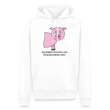 Halbes Schwein - Männer Premium Bio Hoodie - Weiß - Vorne - Nico (187cm)