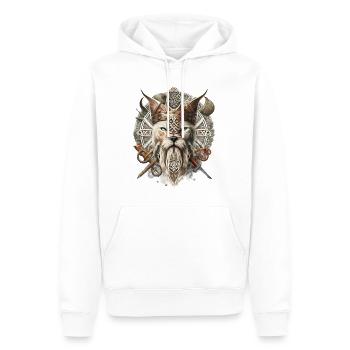 Roi des chats vikings - Sweat à capuche Premium bio Homme - blanc - Devant - Nico (187cm)