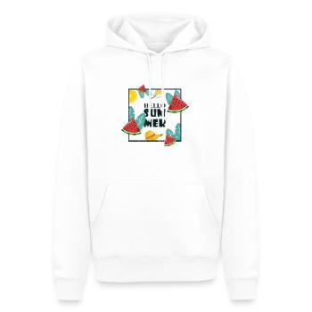 Hello Summer | Wassermelone Orange Limo Geschenk - Männer Premium Bio Hoodie - Weiß - Vorne - Nico (187cm)