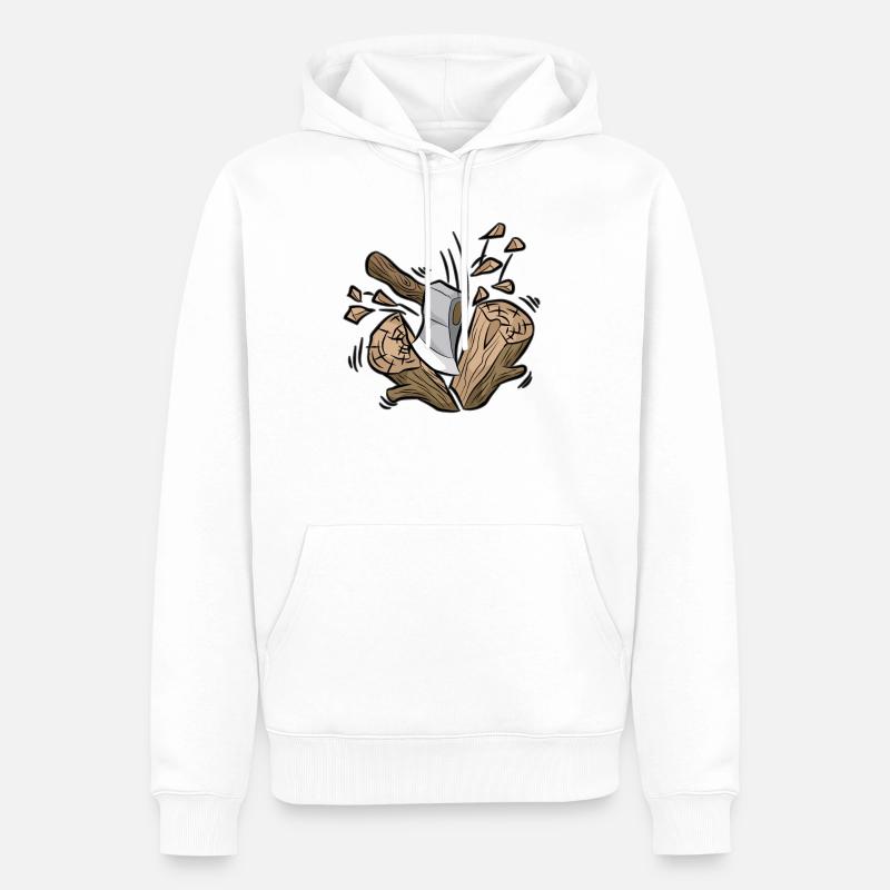 Bûcheron hache et bois forestier forestier forêt - Sweat à capuche Premium bio Homme - blanc