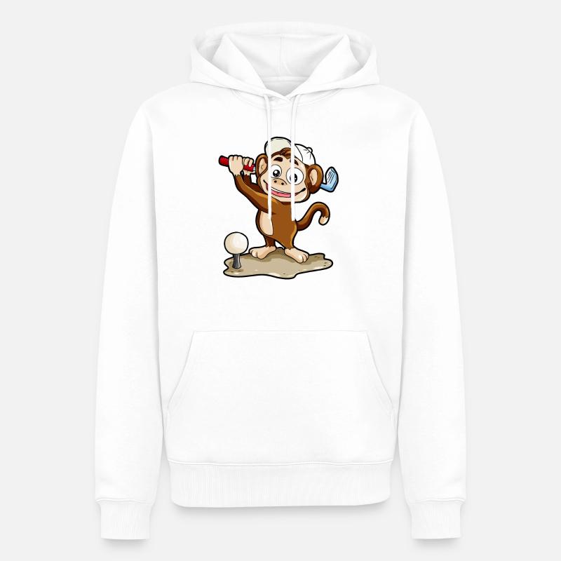 Golf spielendes Äffchen Affe Golfer Minigolf Comic - Männer Premium Bio Hoodie - Weiß
