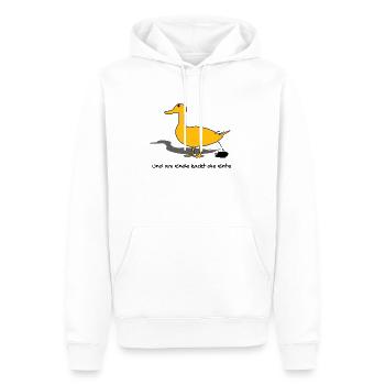 Caca de canard & Drôles de phrases - Sweat à capuche Premium bio Homme - blanc - Devant - Nico (187cm)