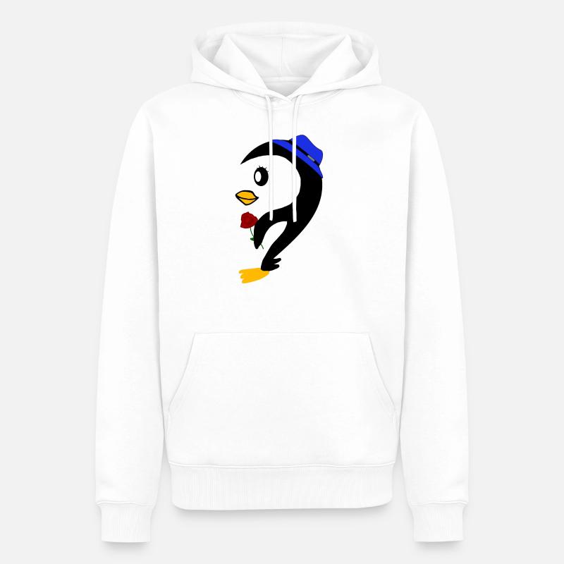 Partnerlook couples | Pingouin 2 - Sweat à capuche Premium bio Homme - blanc