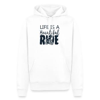 La vie est une belle balade - Sweat à capuche Premium bio Homme - blanc - Devant - Nico (187cm)