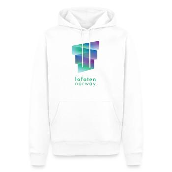 Lofoten - Norvège - Sweat à capuche Premium bio Homme - blanc - Devant - Nico (187cm)