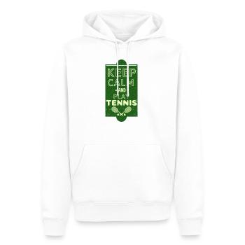 restez calme en jouant au tennis - Sweat à capuche Premium bio Homme - blanc - Devant - Nico (187cm)