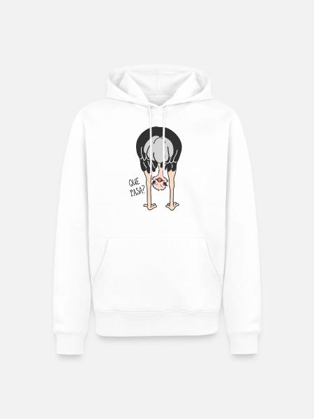 pájaro gracioso, avestruz, refranes graciosos, animales - Herre Premium økologisk hoodie - hvid