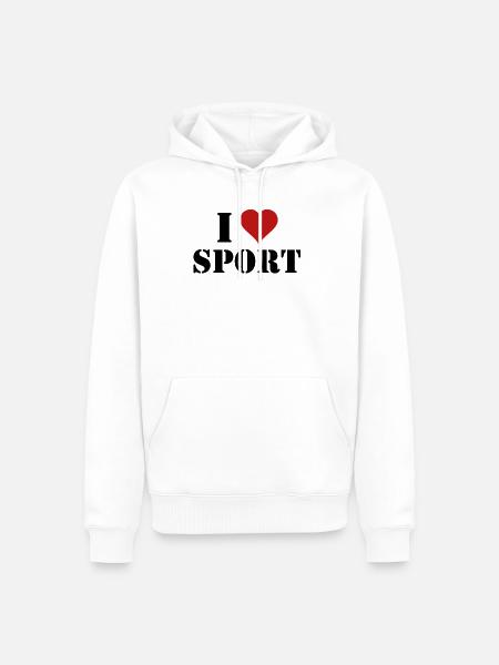 J'aime les sports - Sweat à capuche Premium bio Homme - blanc