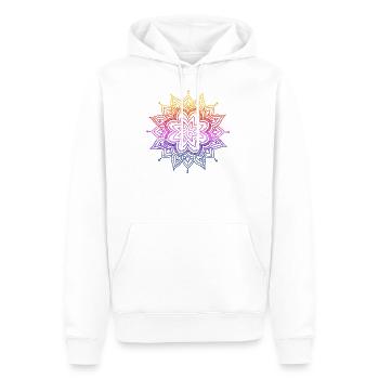 Regenbogen-Mandala - Männer Premium Bio Hoodie - Weiß - Vorne - Nico (187cm)