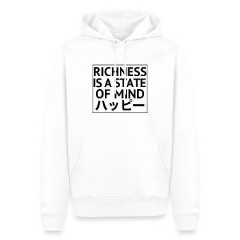 Reichtum ist ein Geisteszustand - Männer Premium Bio Hoodie - Weiß - Vorne - Nico (187cm)
