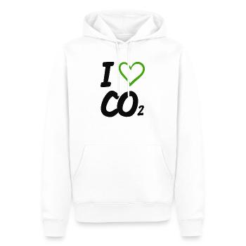 J'aime le t-shirt démo Co2 Anti Green - Sweat à capuche Premium bio Homme - blanc - Devant - Nico (187cm)