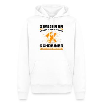 Zimmerer Zimmermann Beruf Job Motiv Geschenk - Männer Premium Bio Hoodie - Weiß - Vorne - Nico (187cm)