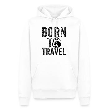 Voyage Voyage Voyage Voyage né pour voyager - Sweat à capuche Premium bio Homme - blanc - Devant - Nico (187cm)