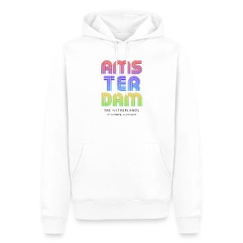 Amsterdam - Männer Premium Bio Hoodie - Weiß - Vorne - Nico (187cm)