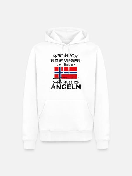 Norwegen Angeln Angler Fischen Urlaub Geschenk - Männer Premium Bio Hoodie - Weiß