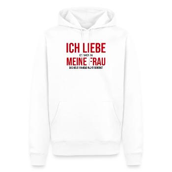 Ich liebe es wenn meine Frau - Männer Premium Bio Hoodie - Weiß - Vorne - Nico (187cm)