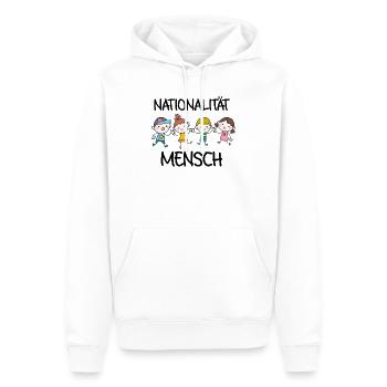 Nationalität Mensch Gegen Rechts Antirassismus - Männer Premium Bio Hoodie - Weiß - Vorne - Nico (187cm)