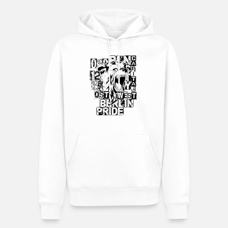 Fier Berlin Bear 030 J'adore le cadeau de Berlin - Sweat à capuche Premium bio Homme - blanc